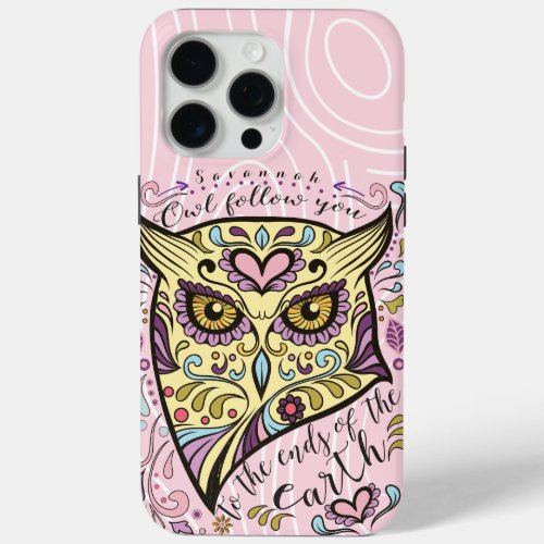 Owl Wood Grain Pattern Choose Your Color iPhone 15 Pro Max Case