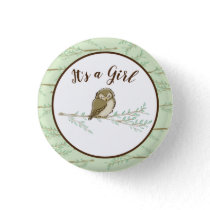 Owl Woodland Animal Baby Shower Button