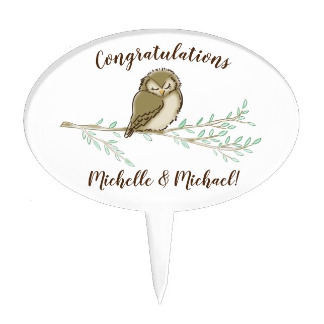 Owl Woodland Animal Baby Shower Cake Topper (Front)