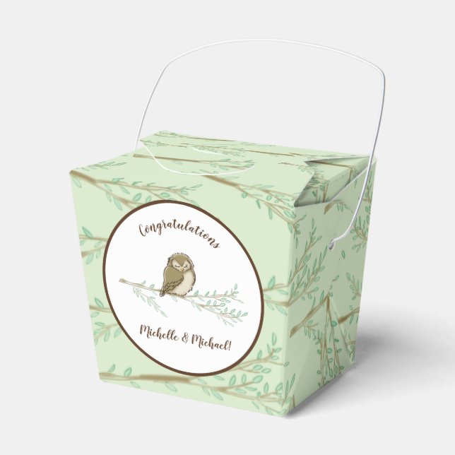 Owl Woodland Animal Baby Shower Favor Boxes (Front Side)