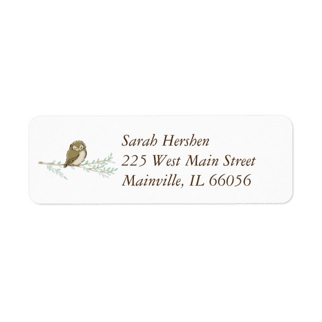 Owl Woodland Animal Baby Shower Label (Front)