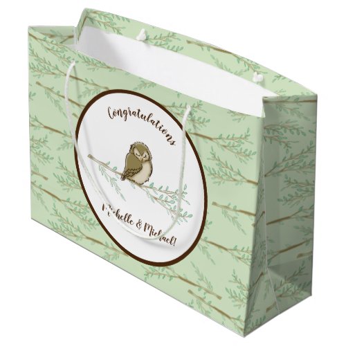 Owl Woodland Animal Baby Shower Large Gift Bag