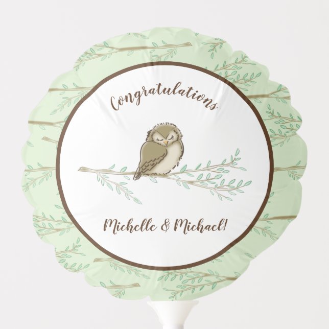 Owl Woodland Animal Baby Shower Sleeping Balloon (Front)