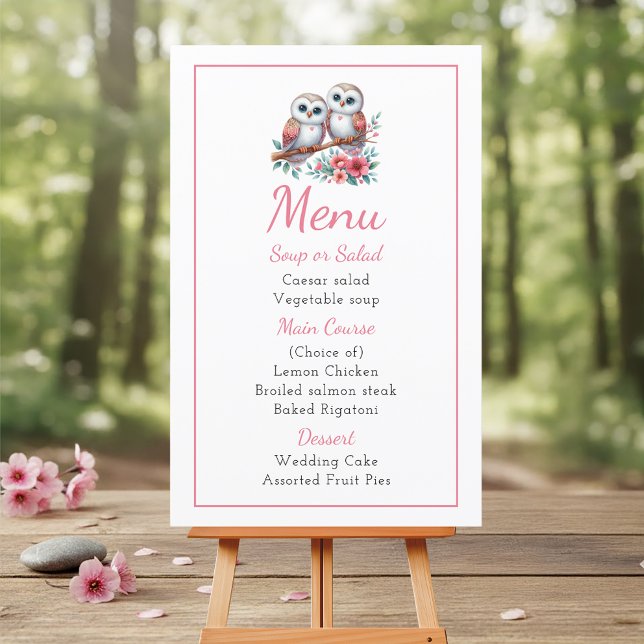 Owl Woodland Boho Rustic Country Wedding Menu (Creator Uploaded)