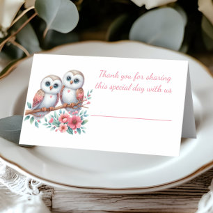 Owl Woodland Boho Rustic Country Wedding Place Card