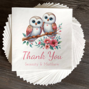 Owl Woodland Boho Rustic Thank You Wedding Napkins