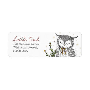 Owl & Yellow Bow Return Address Label