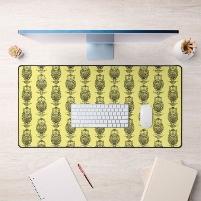 Owl (yellow) - Desk Mat (Office 1)