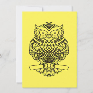 Owl (yellow) - Greeting Card