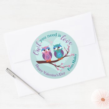 Owl you need is love Cute cartoon Valentines Day