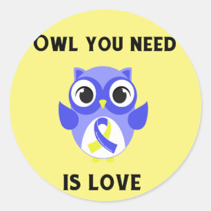 Owl You Need is Love, Down Syndrome Awareness Classic Round Sticker