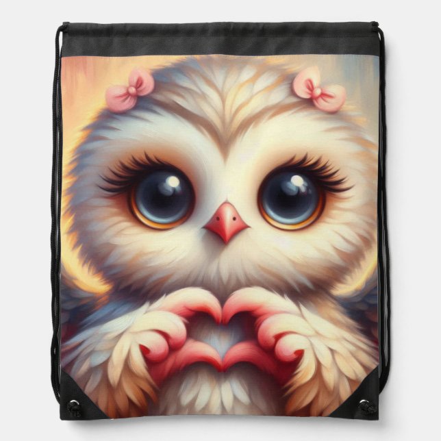 Owl You Need is Love Drawstring Bag (Front)