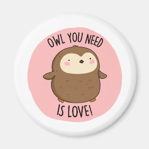 Owl You Need Is Love Funny Brown Owl Pun  Magnet