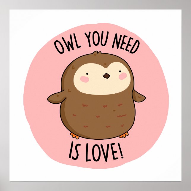 Owl You Need Is Love Funny Brown Owl Pun Poster (Front)
