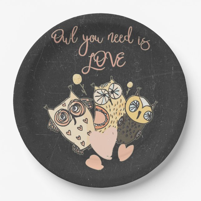 Owl you need is LOVE Paper Plates (Front)