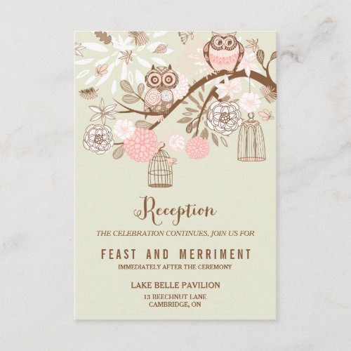 Owl You Need Is Love Pink Owls Reception Card