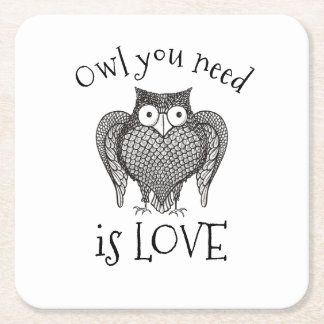Owl you Need Square Paper Coaster