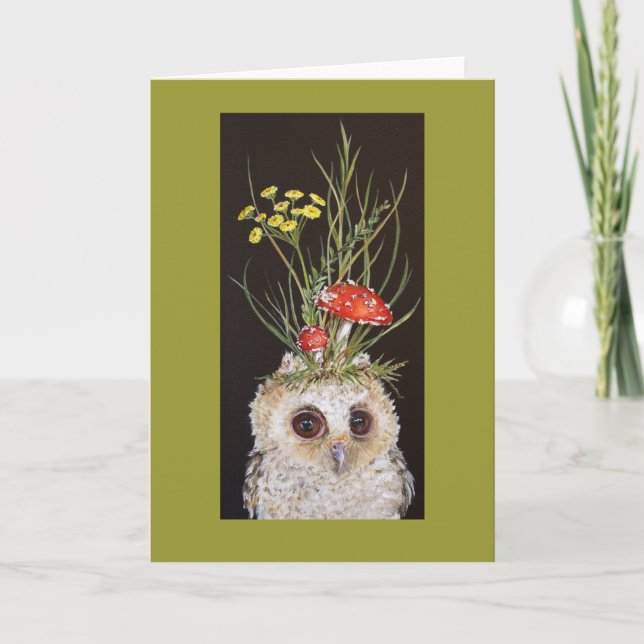 owlet card with toadstool hat (Front)
