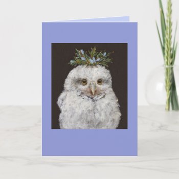 Owlet With Cedar Card by vickisawyer at Zazzle