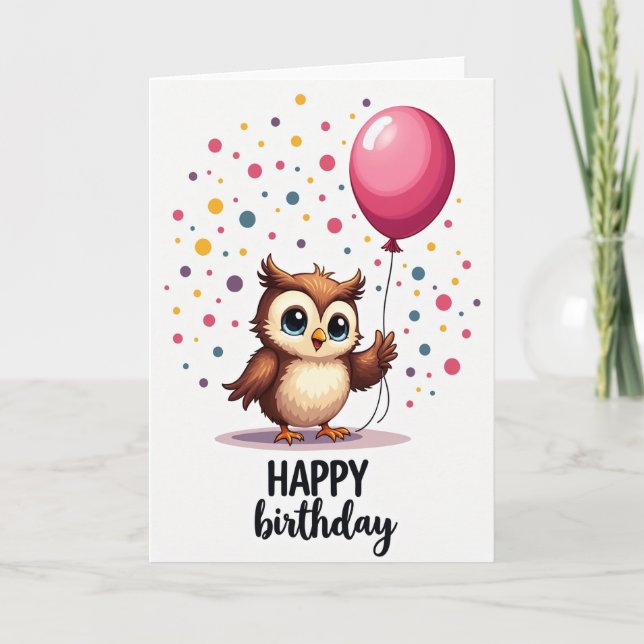 Owlets Joyful Birthday Card (Front)