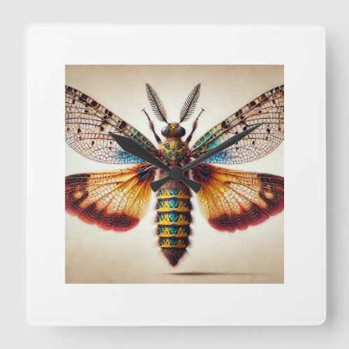 Owlfly Dorsal View 170624IREF121 _ Watercolor Square Wall Clock