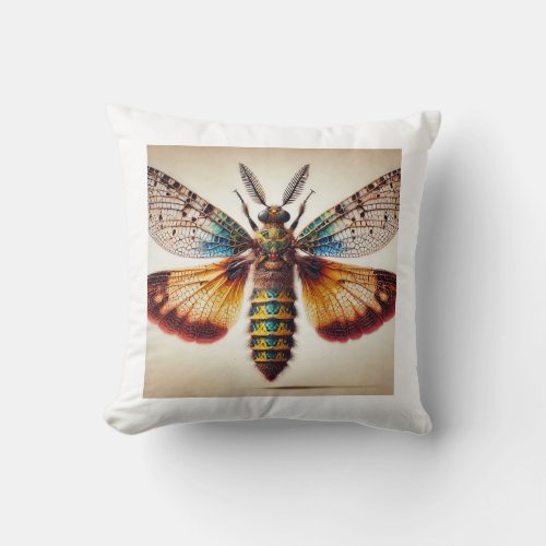 Owlfly Dorsal View 170624IREF121 _ Watercolor Throw Pillow