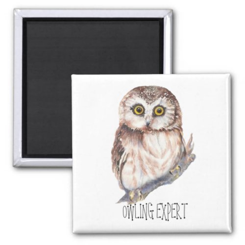 Owling  Expert Funny Little Owl Magnet