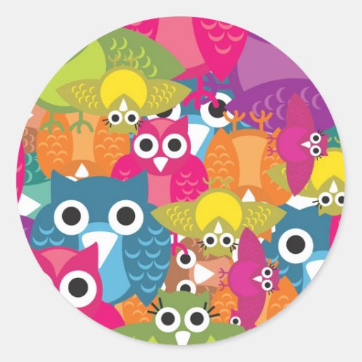 owlish round sticker from Zazzle.com