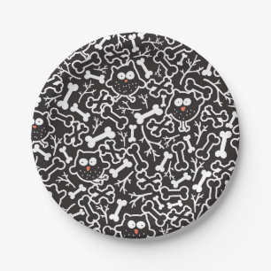 Owls and bones paper plates