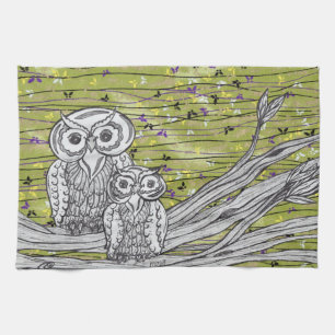 Owls and Butterflies 2 Kitchen Towel