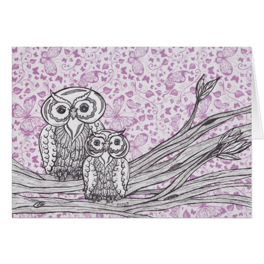 Owls and Butterflies Cards (Front Horizontal)