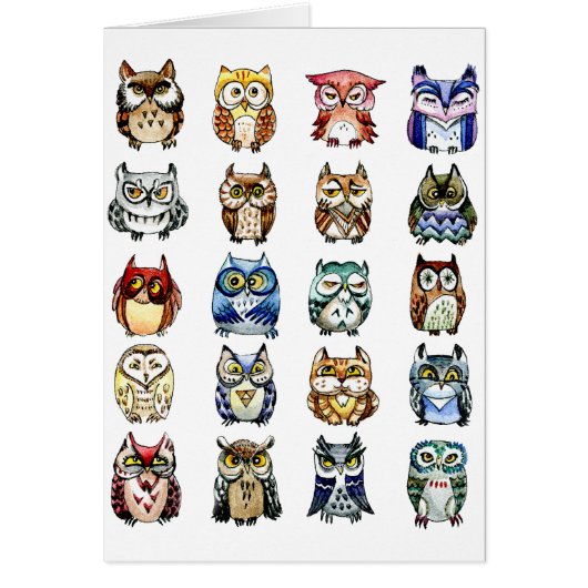 Owls and Cat Cards (Front)