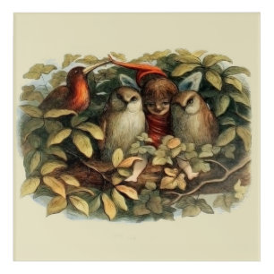 Owls and Elf Fairies Nature Illustration Acrylic Print