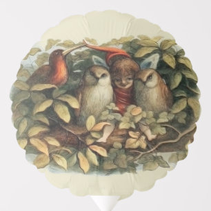 Owls and Elf Fairies Nature Illustration Balloon