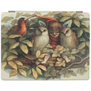 Owls and Elf Fairies Nature Illustration iPad Smart Cover