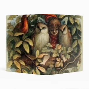 Owls and Elf Fairies Nature Illustration Mini Binder