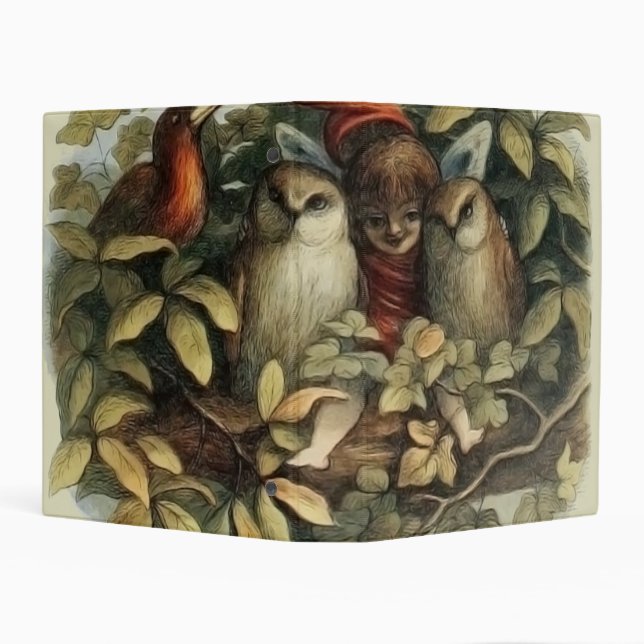 Owls and Elf Fairies Nature Illustration Mini Binder (Background)