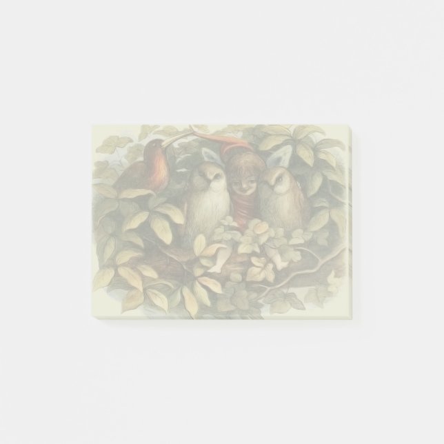 Owls and Elf Fairies Nature Illustration Post-it Notes (Front)
