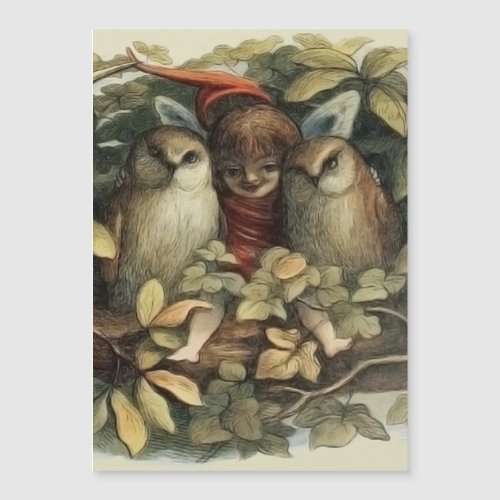 Owls and Elf Fairies Nature Rich Illustration
