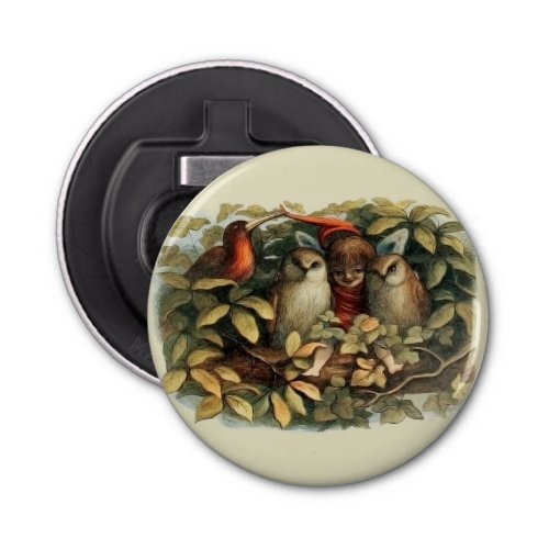 Owls and Elf Fairies Nature Rich Illustration Bottle Opener