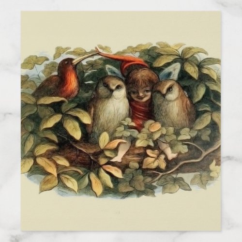 Owls and Elf Fairies Nature Rich Illustration Envelope Liner