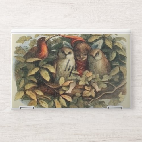 Owls and Elf Fairies Nature Rich Illustration HP Laptop Skin