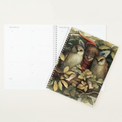 Owls and Elf Fairies Nature Rich Illustration Planner