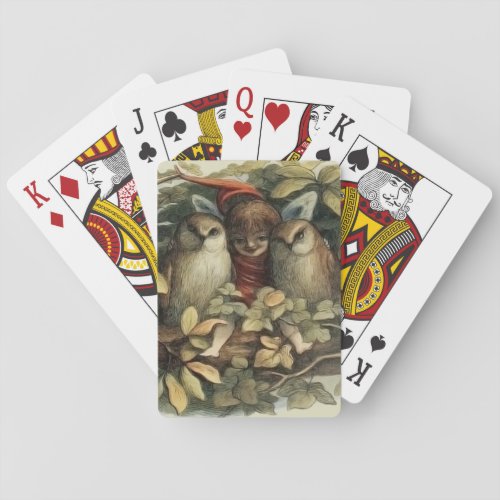 Owls and Elf Fairies Nature Rich Illustration Playing Cards