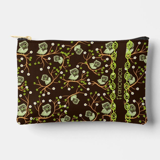 Owls and flowers accessory pouch (Front)