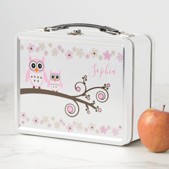 Owls and Flowers Metal Lunch Box (In Situ)
