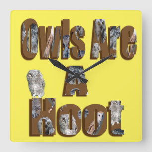 Owls Are A Hoot, Square Wall Clock
