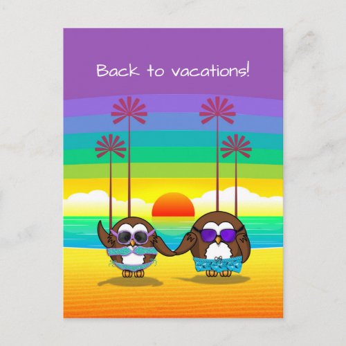 owls are back to vacations postcard