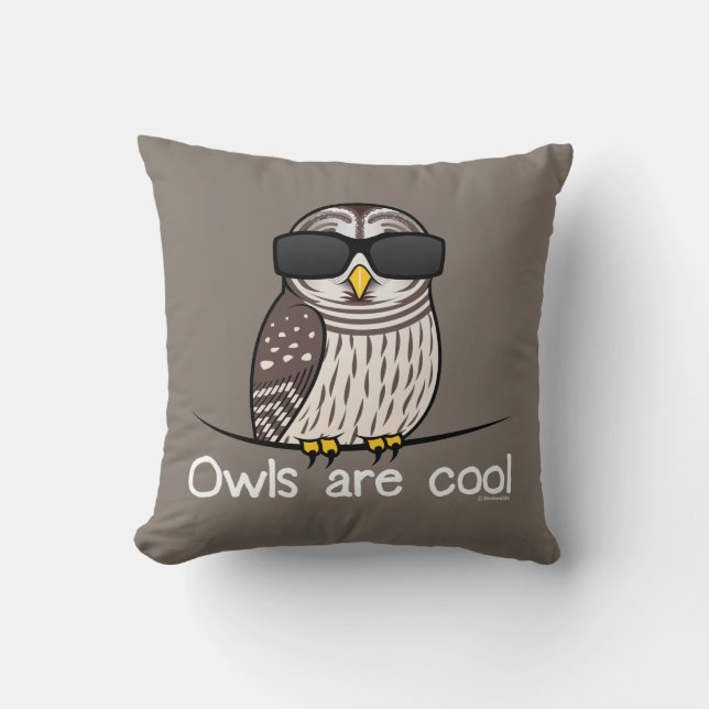 Owls are cool throw pillow (Front)