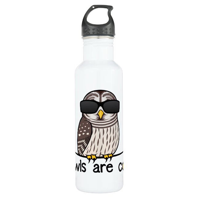 Owls are cool water bottle (Front)